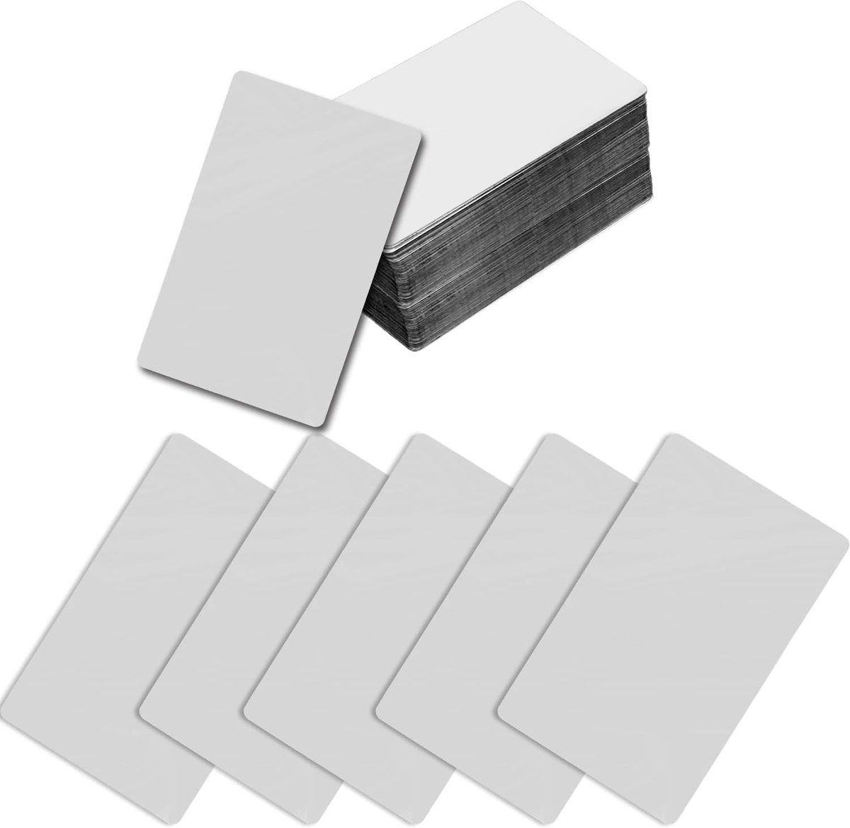MaeshSab 100 Pieces Silver Aluminium Business Cards for Laser Engraving Metal Corporate Cards VIP Cards DIY Business - ShopVlot