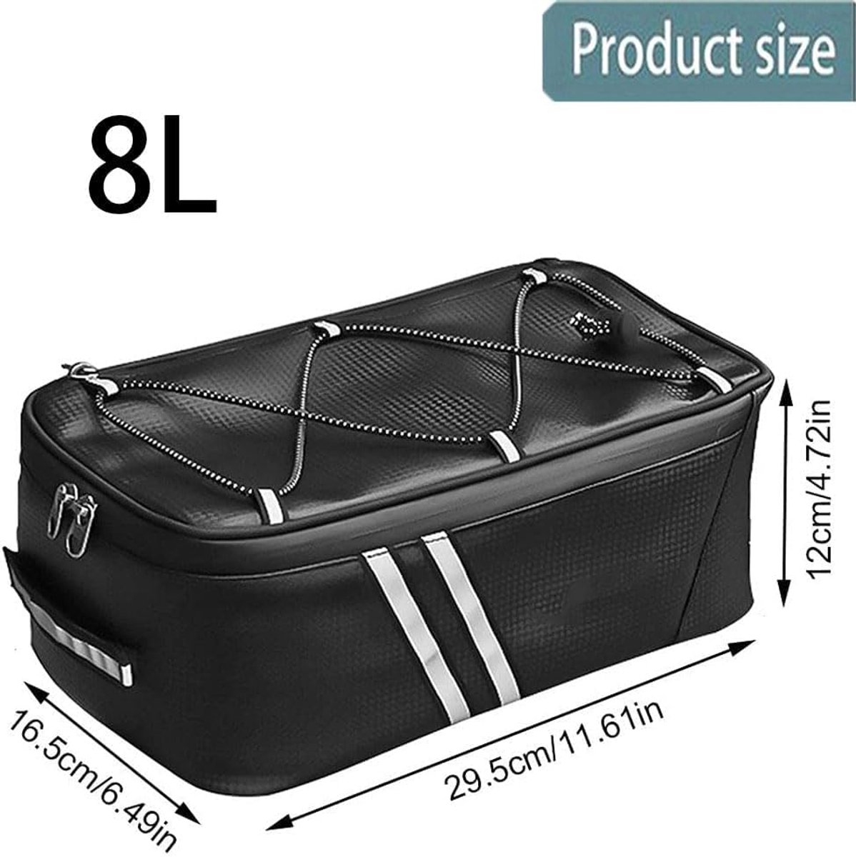 SnelShoppen - Waterdichte Fietstas, Fietskoffer, Waterdichte Achtertas, Vélo Sacoche Porte Bagage voor Fietsendragers, Reflecterende Dragers, Zwart, A
