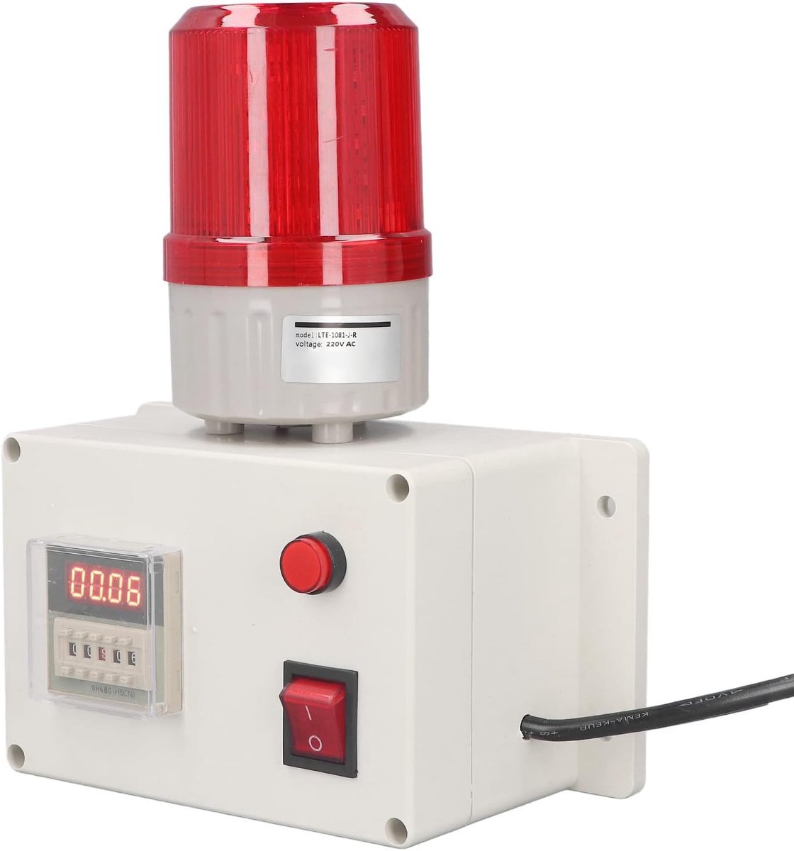 SnelShoppen - Industriële Alarm Sirene 110db 220V Geluid Stroboscoop Buiten met Timer en Montagebeugels EU Stekker