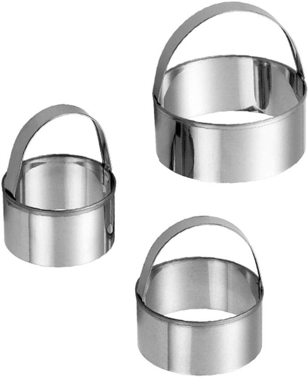 SnelShoppen - Set van 3 Ronde Koekjesuitsteekvormpjes, RVS Koekjesuitsteekers met Ergonomisch Handvat voor Thuisgebruik, Keukenaccessoires voor Feestj
