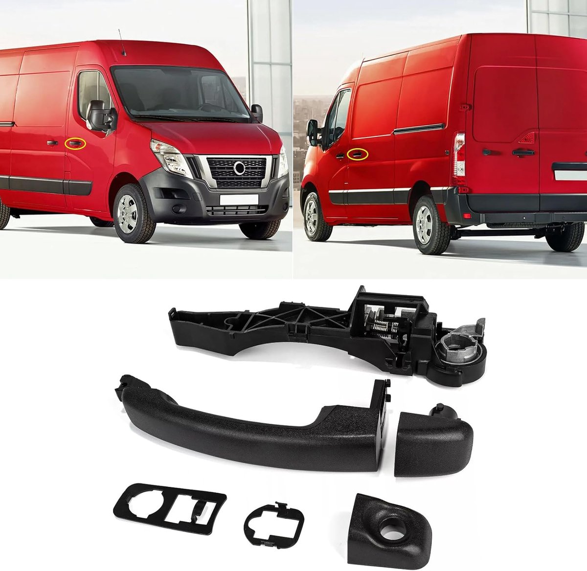 SnelShoppen - 4 Stuks Vervangende Deurgrepen Geschikt voor Nissan NV400/Opel Movano B/Renault Master III 2010-2022 - Externe Rechter Grepen - OE Numme