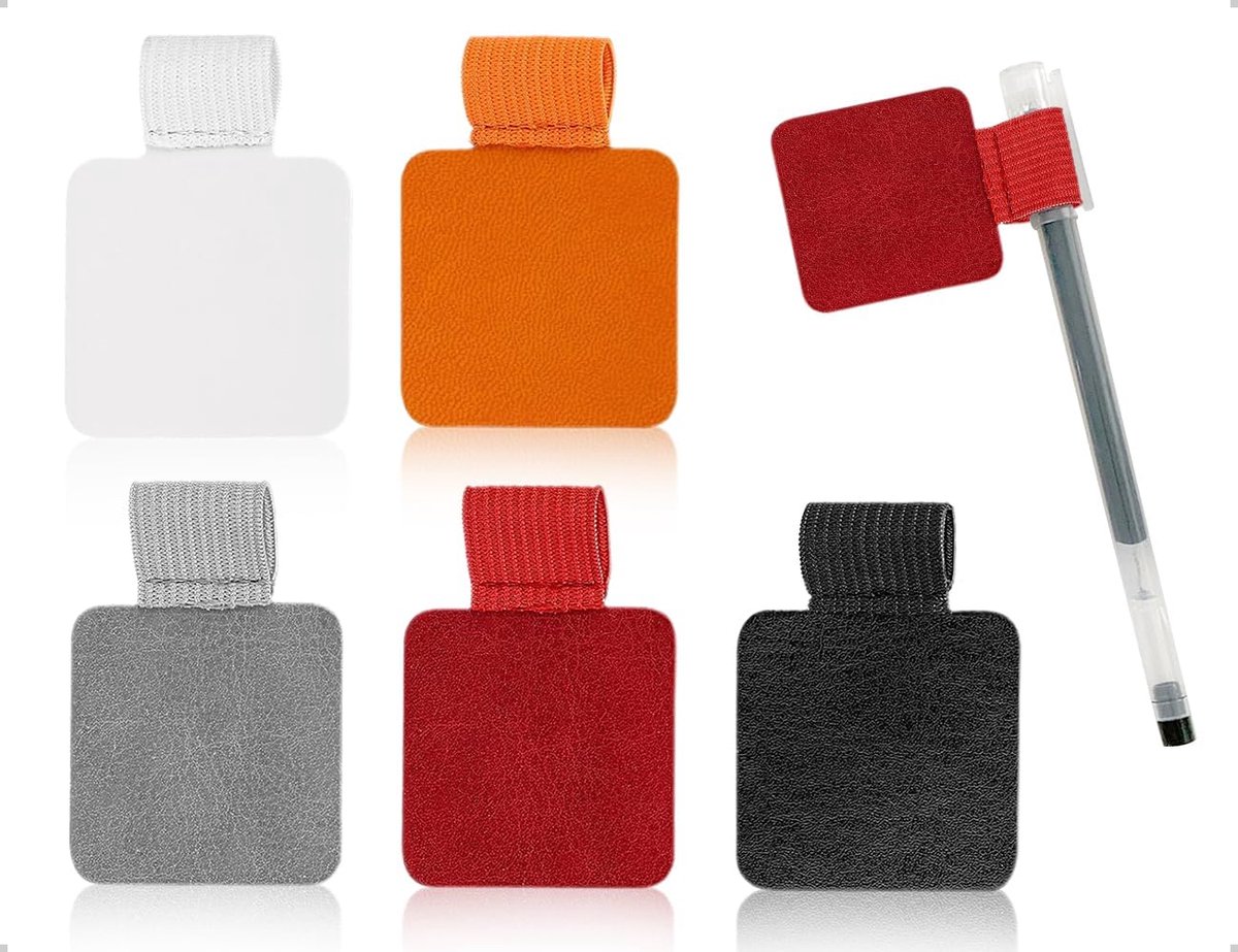 Penhouder set 5 stuks - Retro elastisch PU leer - Met elastische band - Ideaal voor studenten - ShopVlot
