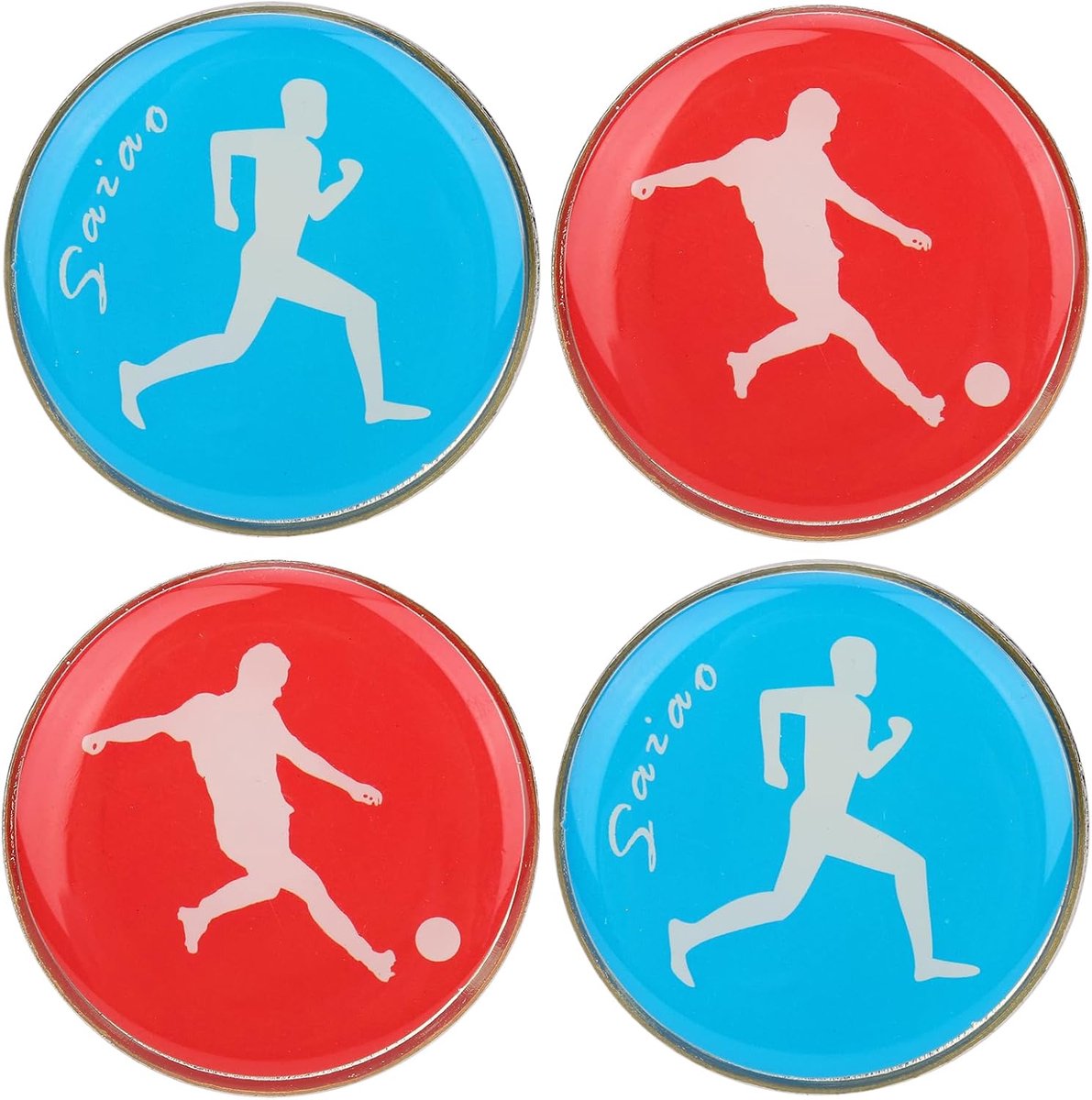 SnelShoppen - Set van 4 Scheidsrechters Munten, Toss Munten, Voetbal, Volleybal, Tafeltennis, Metaal, Blauw Rood, 35x2mm, Beslissingen Maken tijdens S
