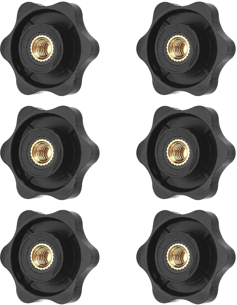 SnelShoppen - Pack van 6 Ster Gripmoeren M6, Vleugelmoeren 32 mm Diameter, Knurled Moeren M6 Draad voor Meubels, Elektronische Apparaten, Machine-indu