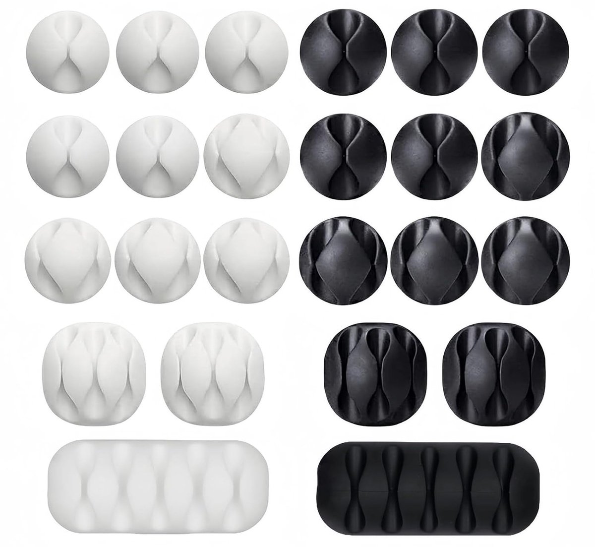 Cable Management Clamps and Mounts, Set of 24, White and Black - ShopVlot