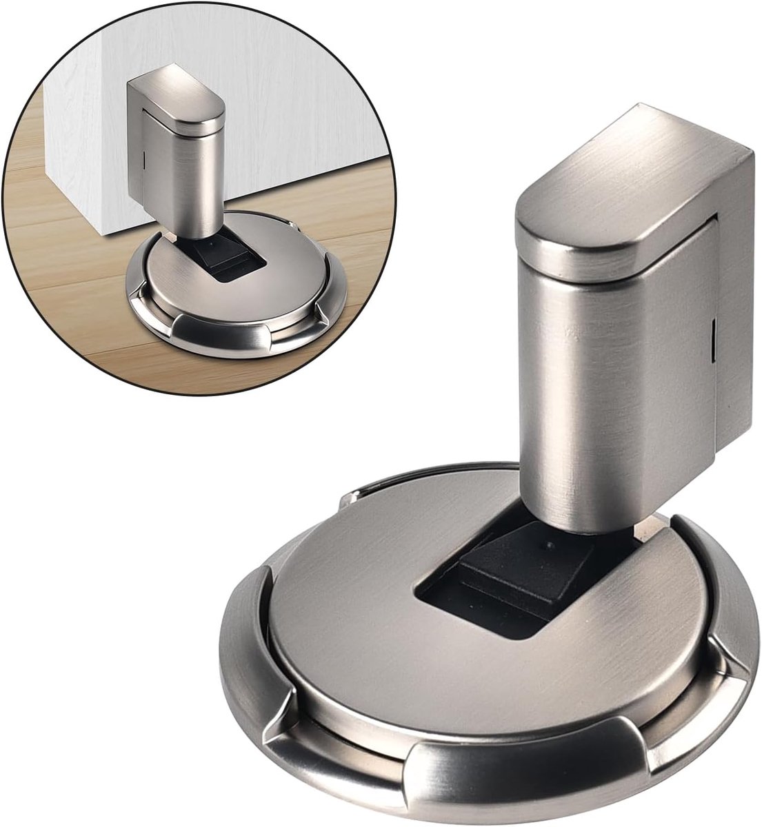 SnelShoppen - Door Stopper Zink Legering, Zelfklevend, Zware Deurslot, Vloer, Deurhouder, Geen Boren, Hoogte Verstelbare Deurbuffer, Wandbescherming,