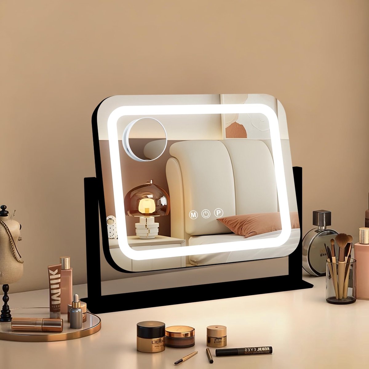 Omgoods - Dimbare Make-up Spiegel met LED Verlichting en 3 Lichtstanden