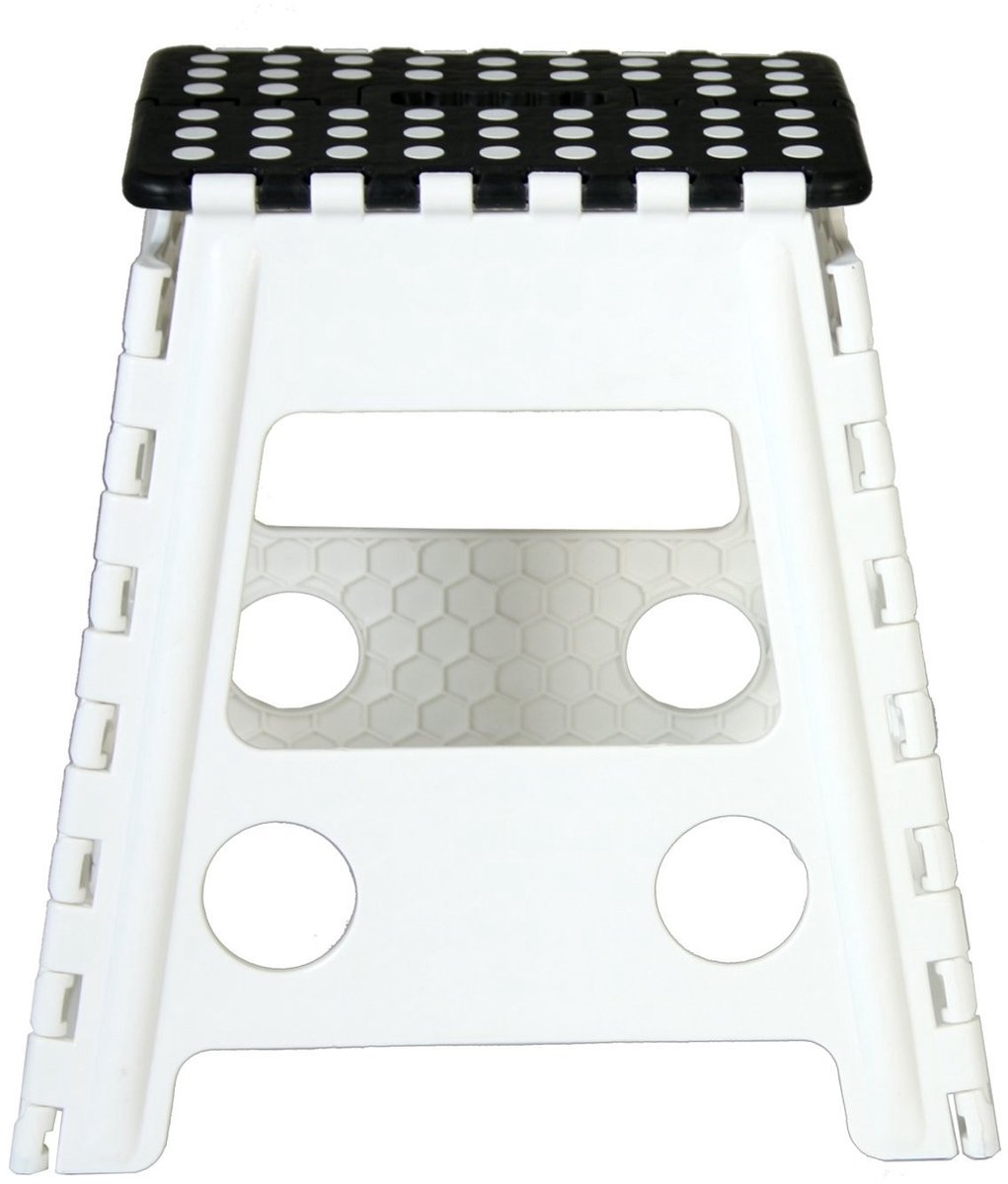 Omgoods - opvouwbare kruk - Zwart en wit - Handige en compacte stoel - 39 x 32 x 40 cm