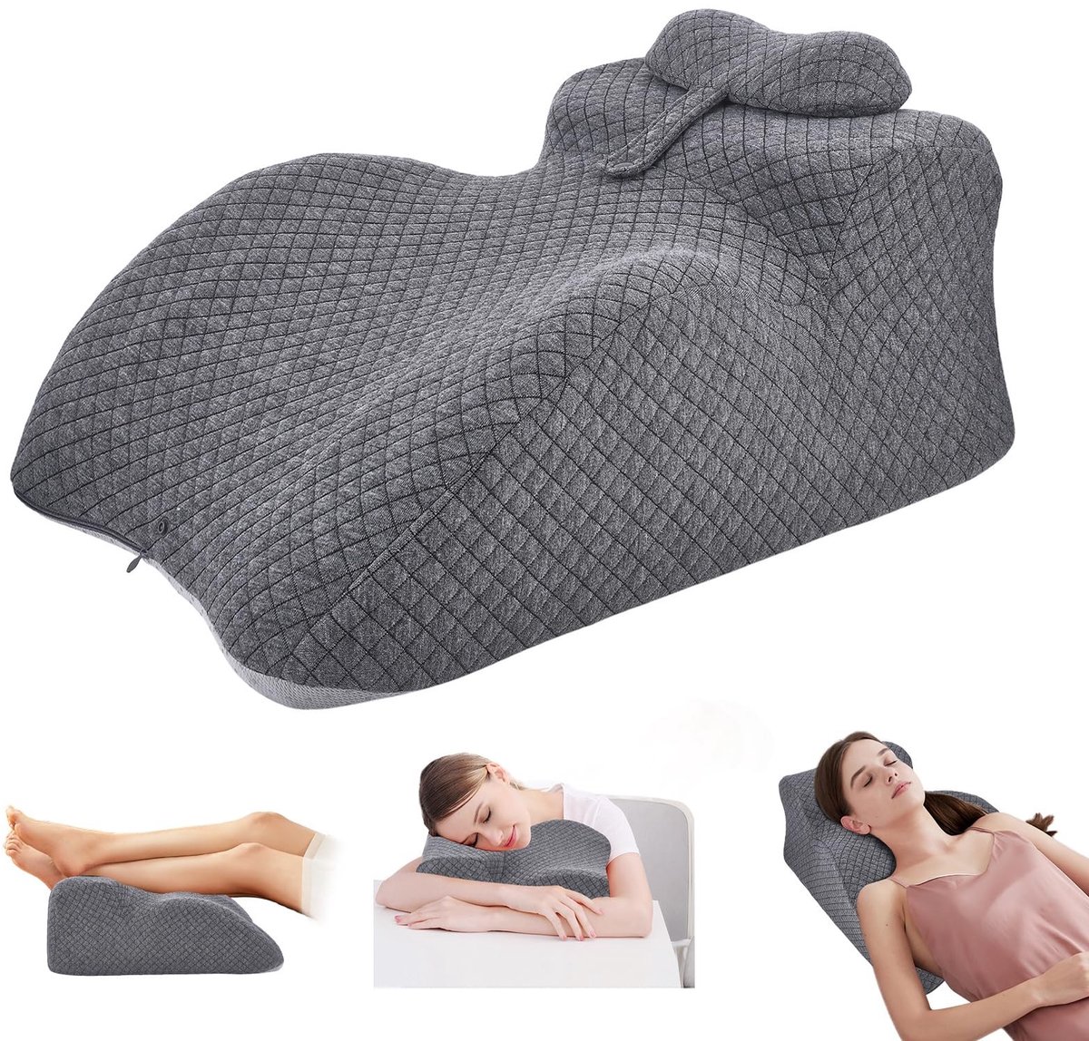 Omgoods - Ergonomisch Wigkussen van Traagschuim voor Rug, Nek en Benen