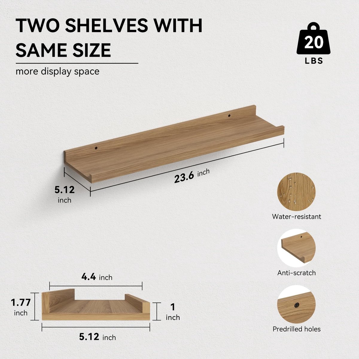 Omgoods - Eiken Wandplanken Set van 2 voor Decoratie en Opslag