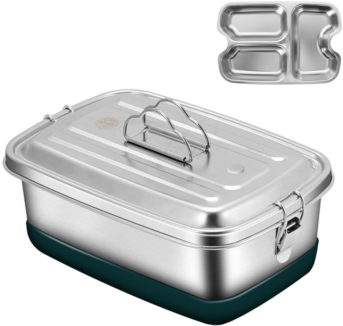 Omgoods - RVS Lunchbox 2000 ml met Lekvrije Afsluiting voor Volwassenen en Kinderen