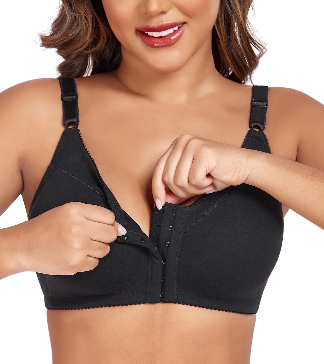 Omgoods - Draadloze Plus Size Katoenen Comfortabele Bh met Voorkant Sluiting