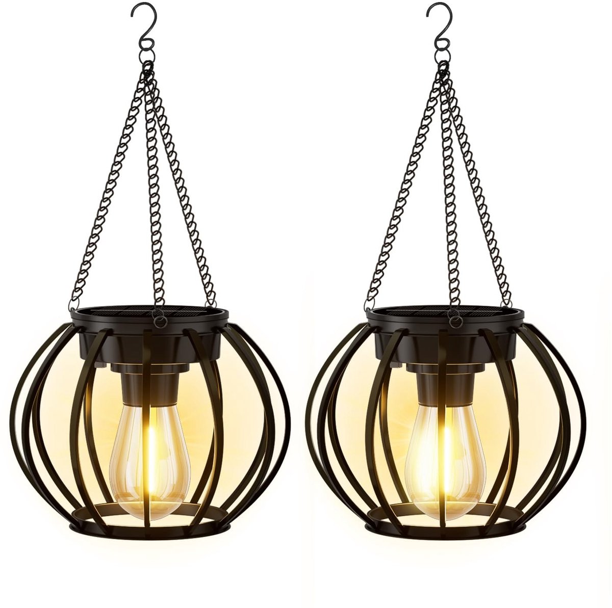 Omgoods - Hangende Solar Tuinlampen Set van 2 met Retro Ontwerp