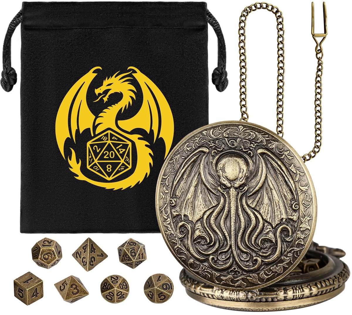 Omgoods - Mini DND Dobbelset met Steampunk Octopus