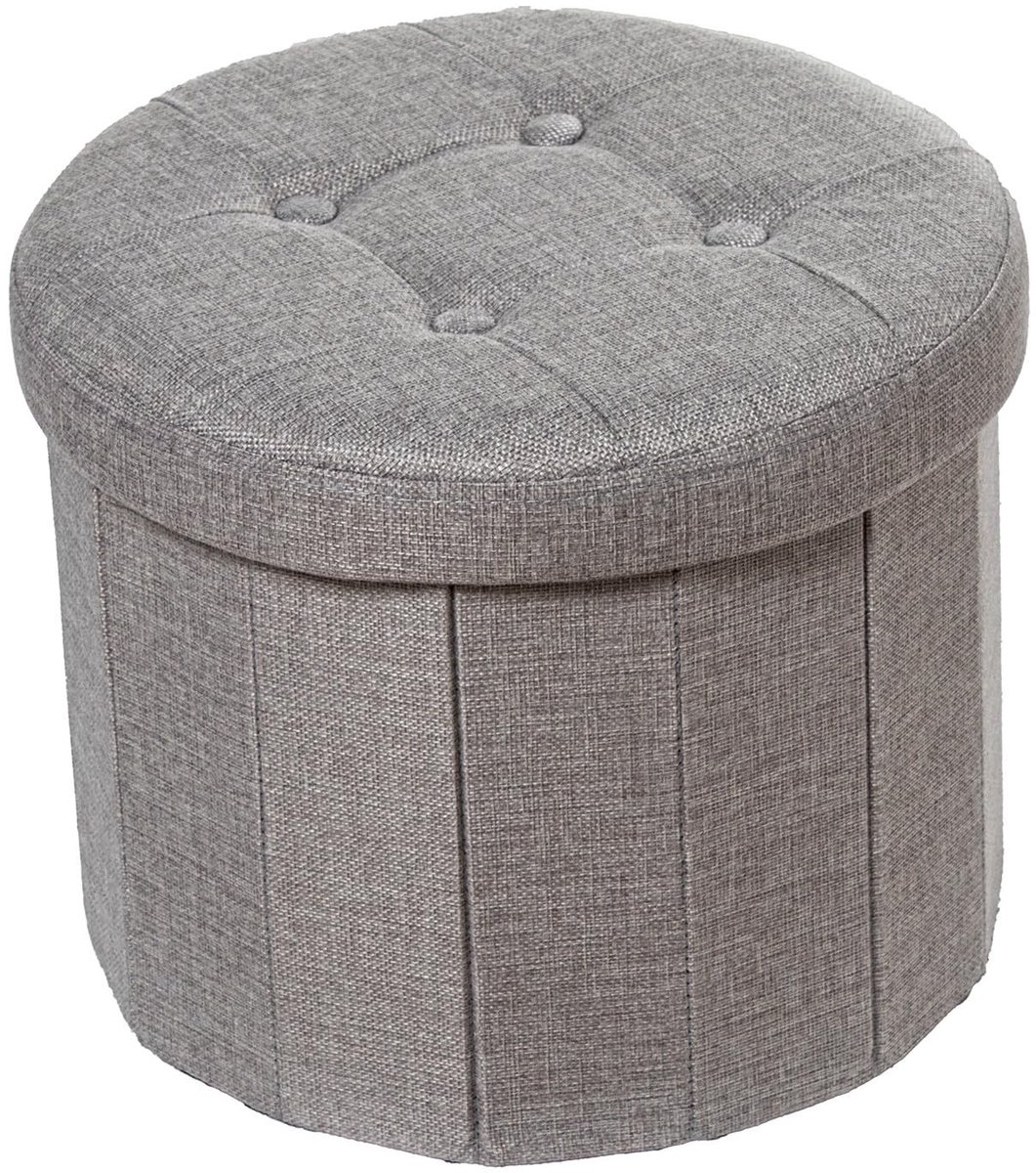 Omgoods - Opvouwbare Zitzak met Opbergruimte Polyester Grijs 38 x 38 x 38 cm