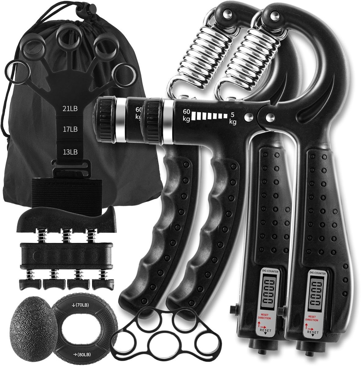 Omgoods - 7-delige Grip Kracht Trainer Set met Opbergtas