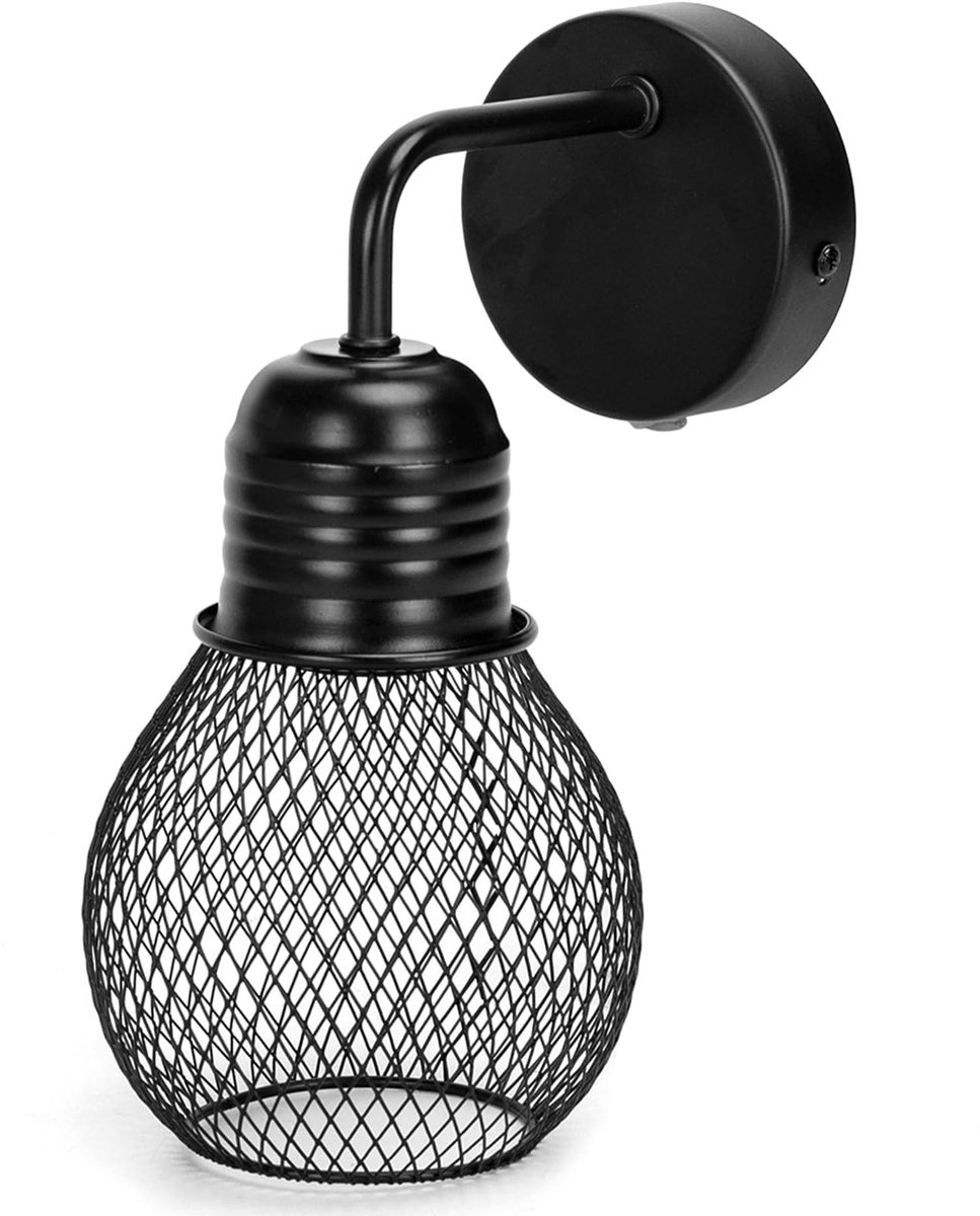 Omgoods - Zwarte Metalen Lamp E27 (Zonder Lichtbron)