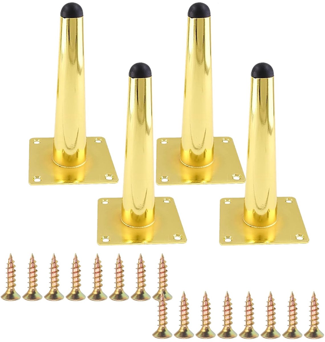 Omgoods - Set van 4 Gouden Conische Meubelpoten 15cm