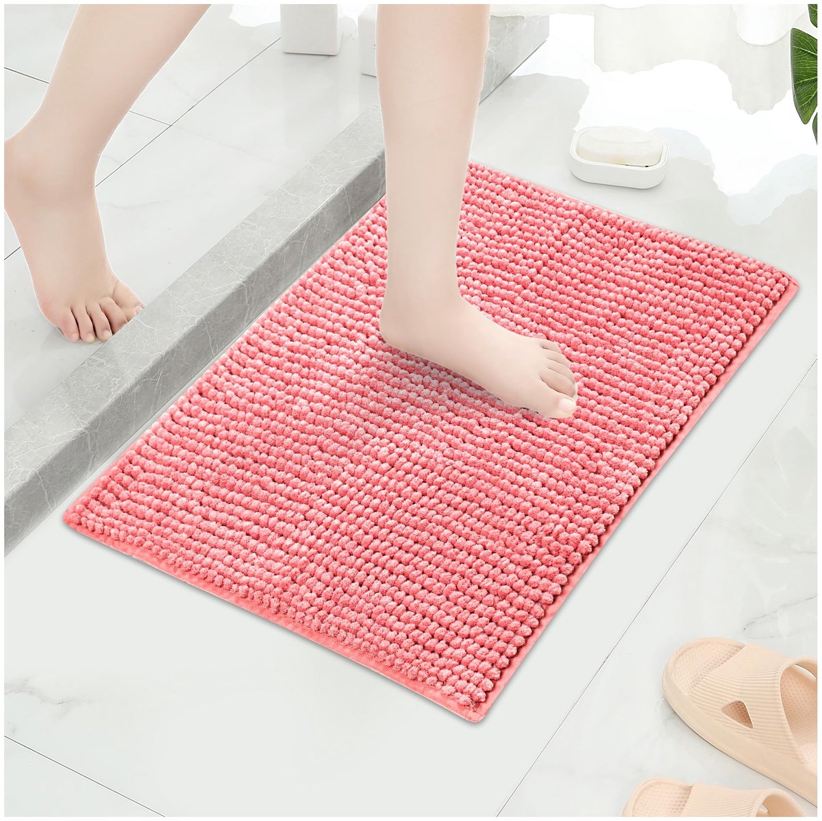 Omgoods - Badmat Antislip Absorberend - Luxe Zachte Douchemats Voor Binnen en Buiten (Roze, 60x150cm)