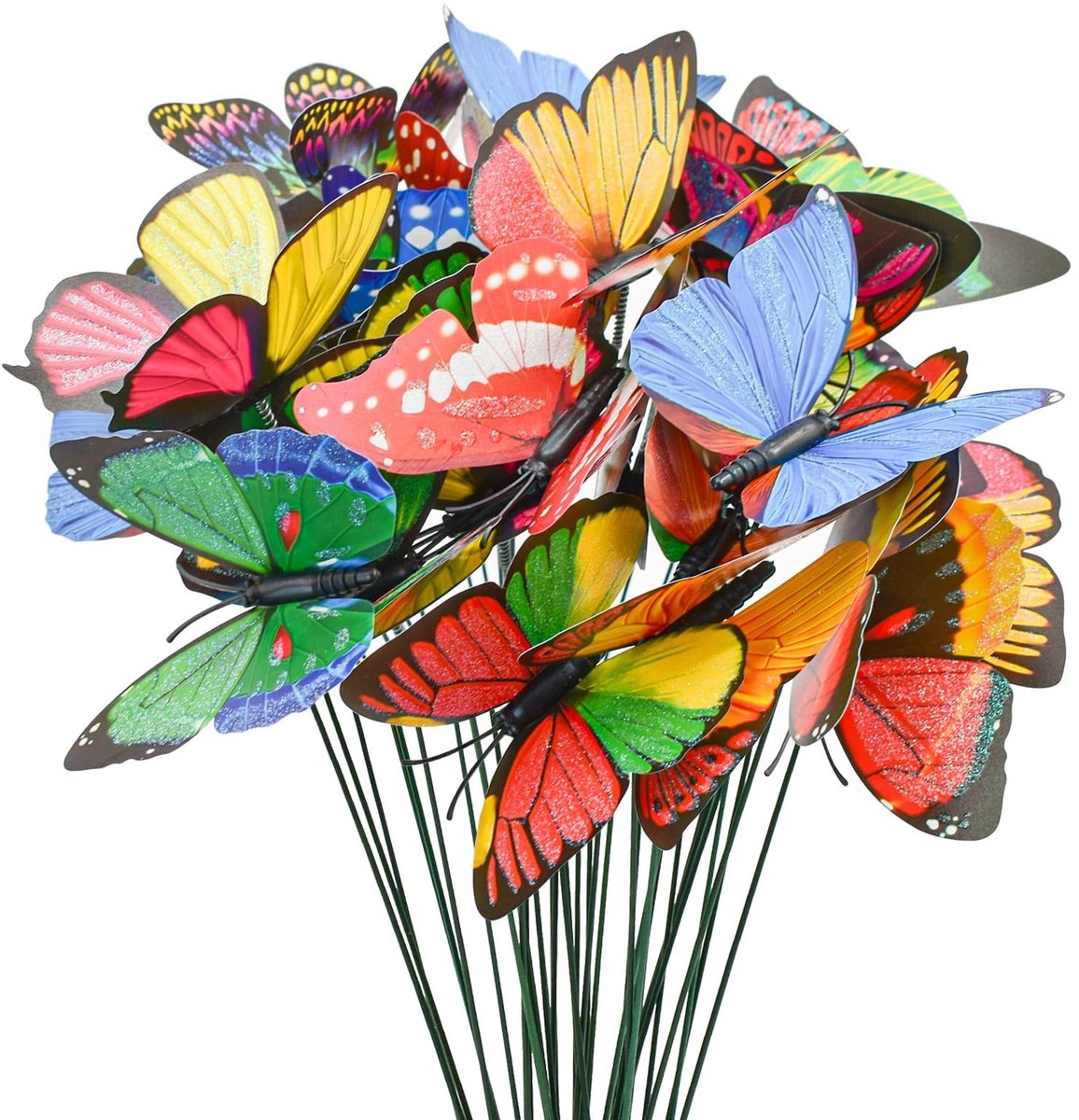 Omgoods - Set van 30 Kleurrijke Vlinder Tuinstaken voor Decoratie