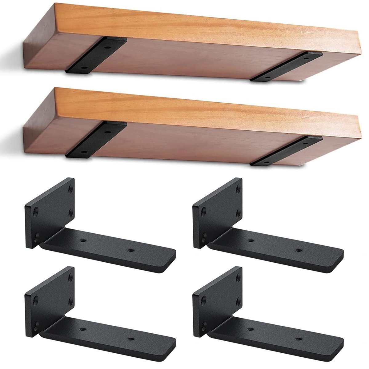Omgoods - Robuuste Zwevende Plankdragers voor Wandmontage (Zwart/15cm)