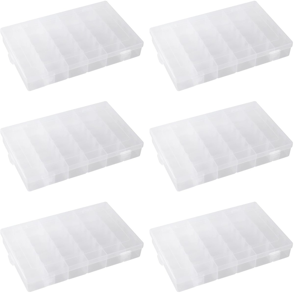 Omgoods - 6 Stuks Transparante Plastic Sieradenopbergbak met 36 Rasters