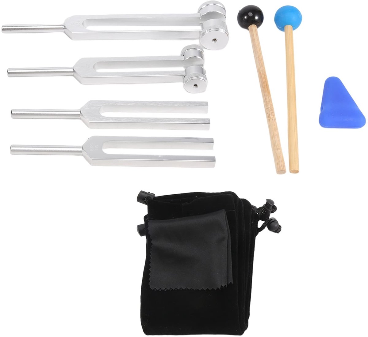 Omgoods - Set van 4 Stemmingvorken met Hamer voor Geluid en Vibratie