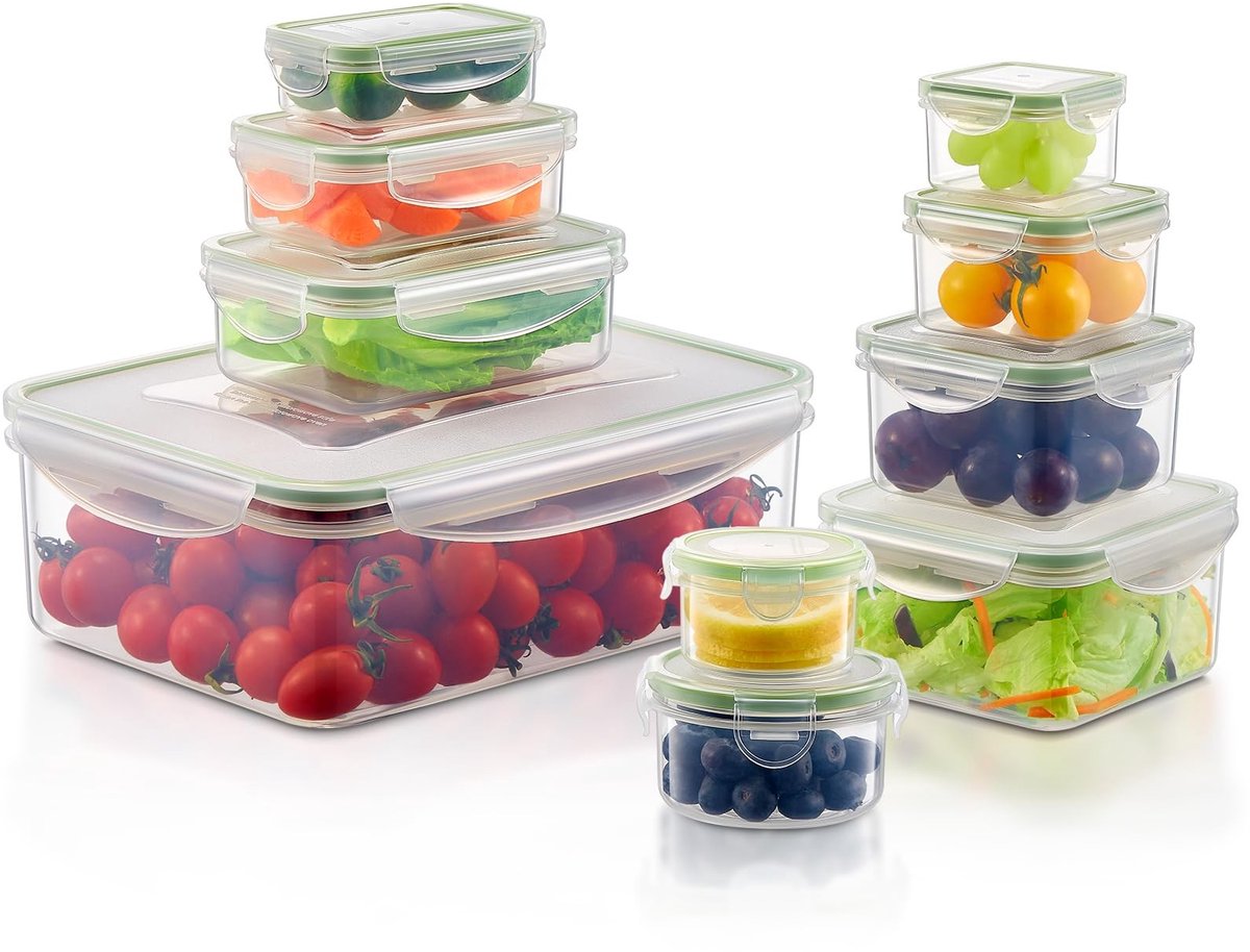 Omgoods - 10-delige Luchtdichte Voedselcontainerset - BPA-vrij en Magnetronbestendig