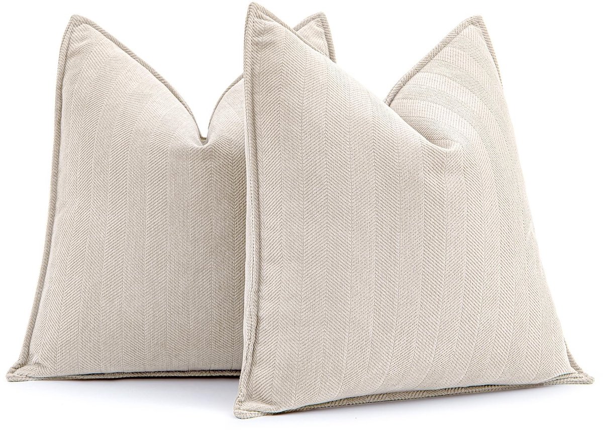 Omgoods - Set van 2 Chenille Kussenslopen 40x40 cm Crème