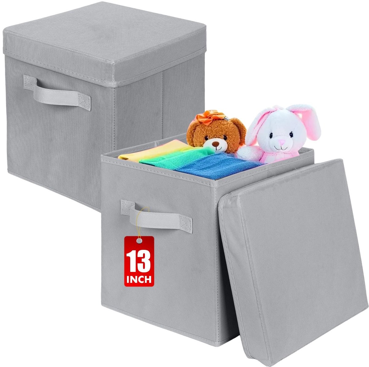 Omgoods - Opvouwbare Opbergdozen voor Kleding en Speelgoed met Deksel (2 Stuks, 33x33x33 cm)