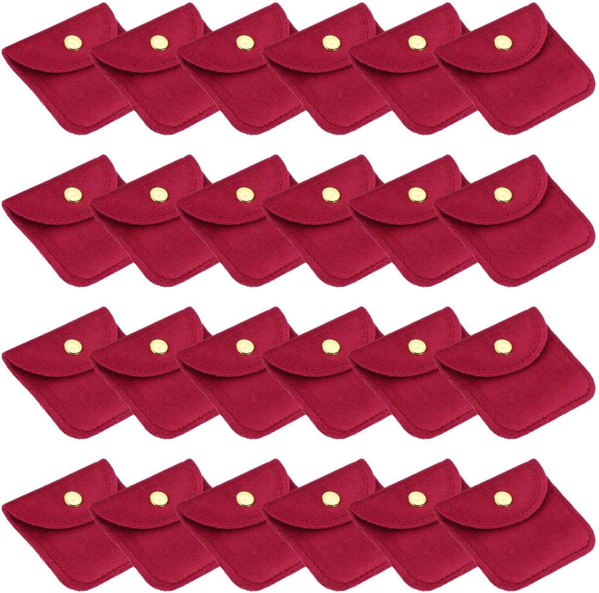 Omgoods - Fluwelen Sieradenzakjes 24 Stuks in Roze Rood