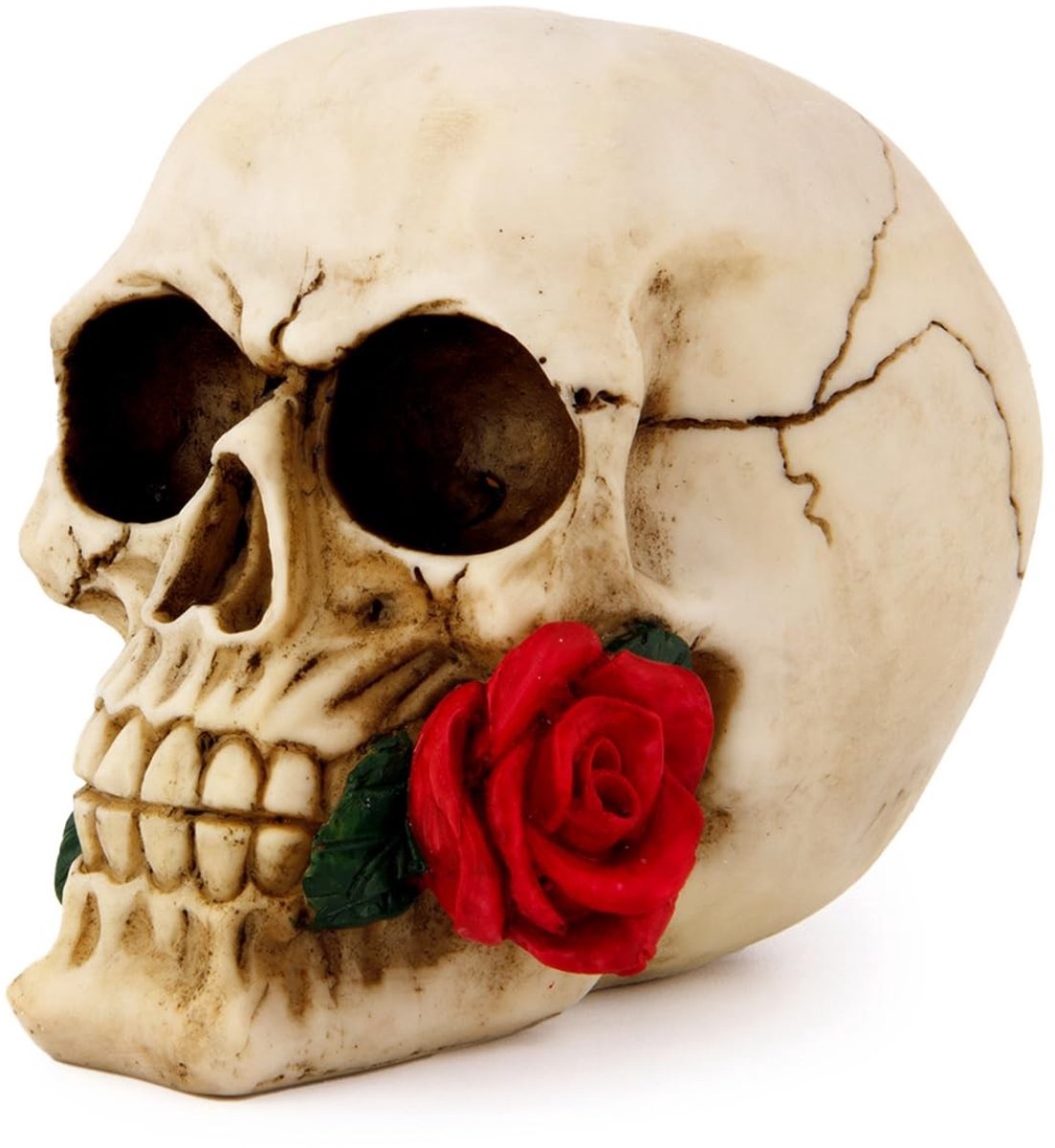 Omgoods - Mexicaanse Keramieken Schedel Decoratie met Rozen, Uniek en Stijlvol