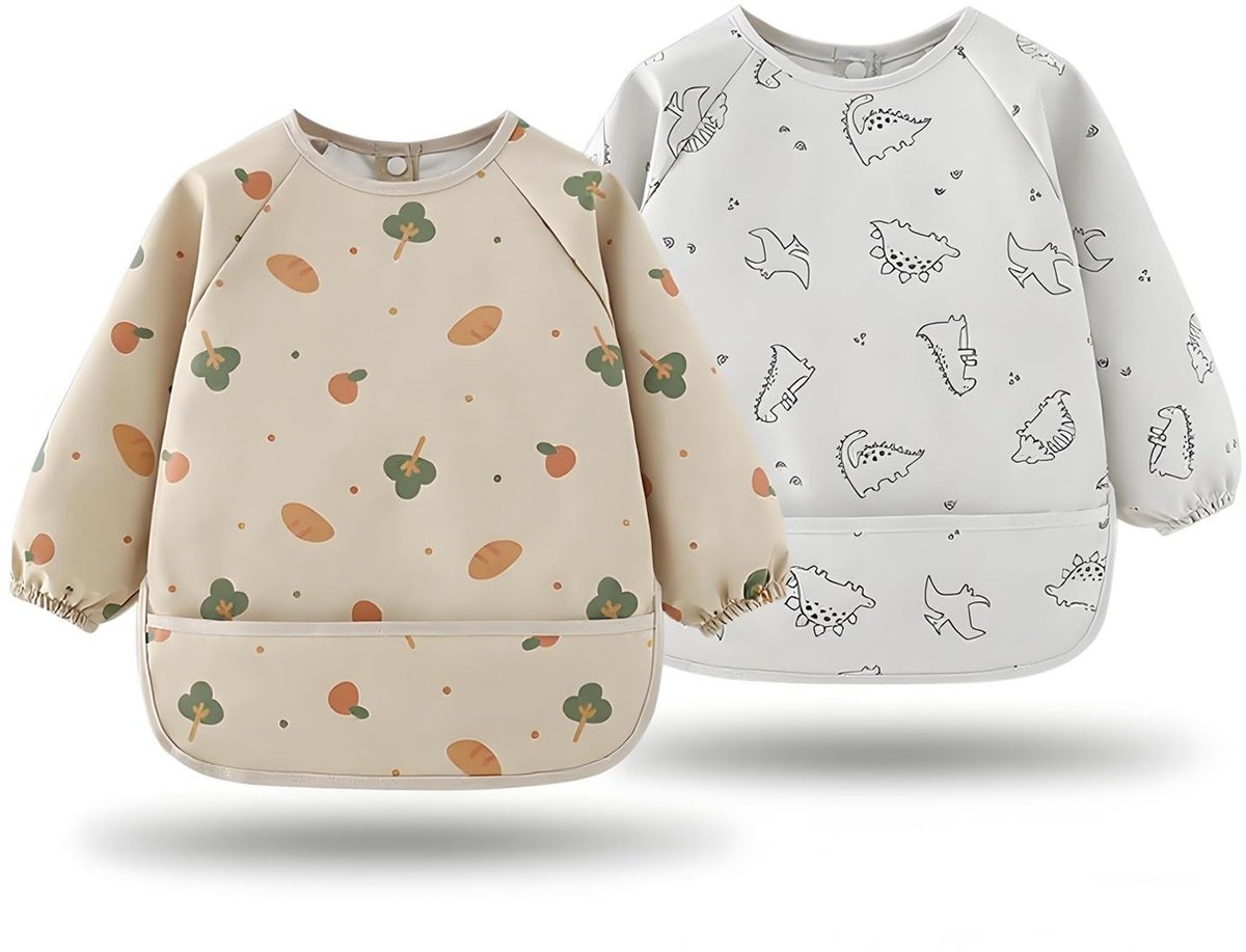 Omgoods - Babyslabbetje met Mouwen - Zacht en Waterdicht - 2 Stuks