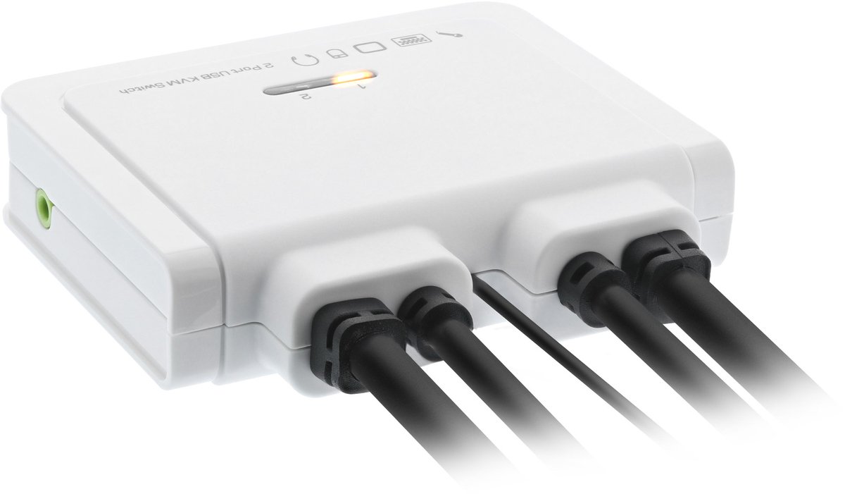 Image of InLine® 2-Poorts Kabel KVM-switch, USB-C + HDMI naar HDMI, 4K, met audio