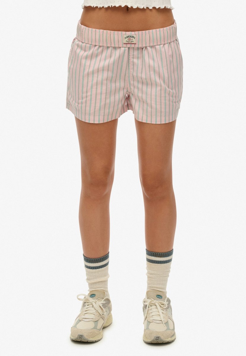 Superdry Gestreepte Shorts met Elastische Taille normale pasvorm Dames Korte broeken Roze