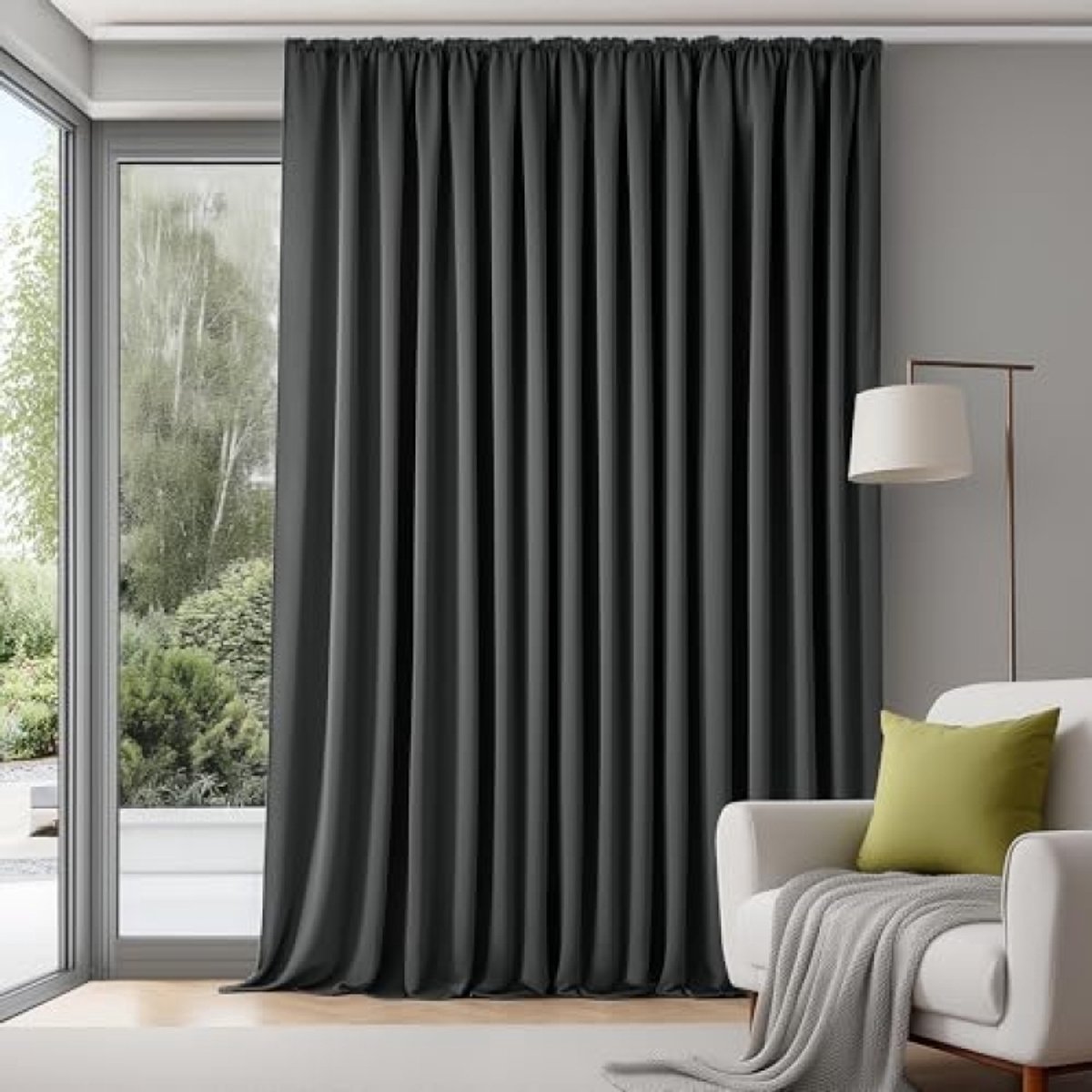 Verduisterende Thermo Gordijnen met Pencil Tape - Isolerend - 200x245 cm - Donkergrijs - 1 Paneel - Nazik Living