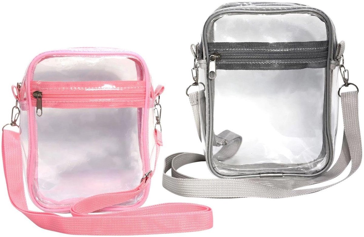 Dailygoods- Schoudertas Waterdicht - Kleine Transparante Tas - Verstelbare Schoudertas - Draagbare Reistas - Set van 2 - Afmetingen 20x15x4,6 cm - Handtas