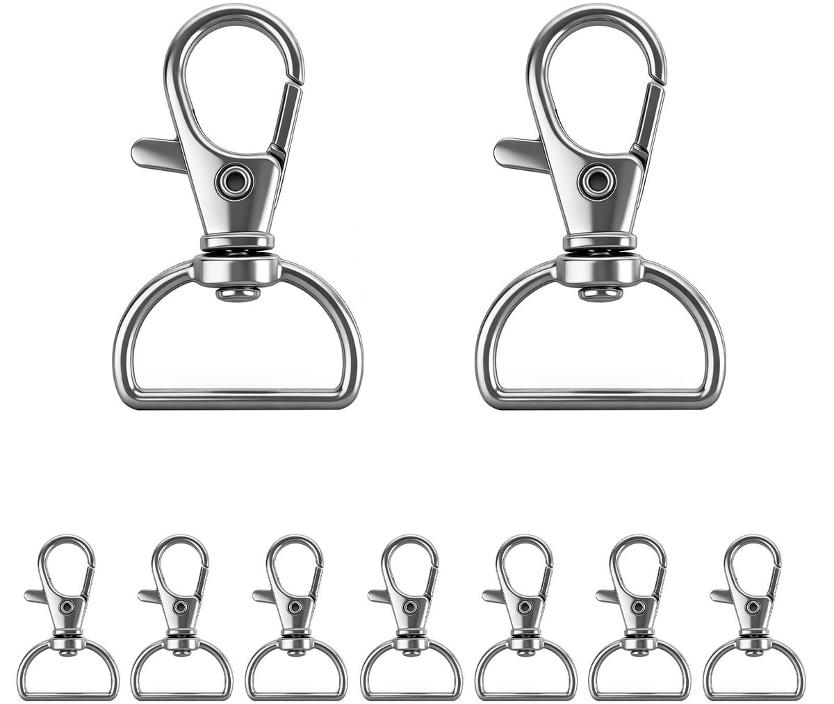 Dailygoods - 30 stuks karabijnhaken met D-ring, metalen sleutelhangers, 360° draaibaar