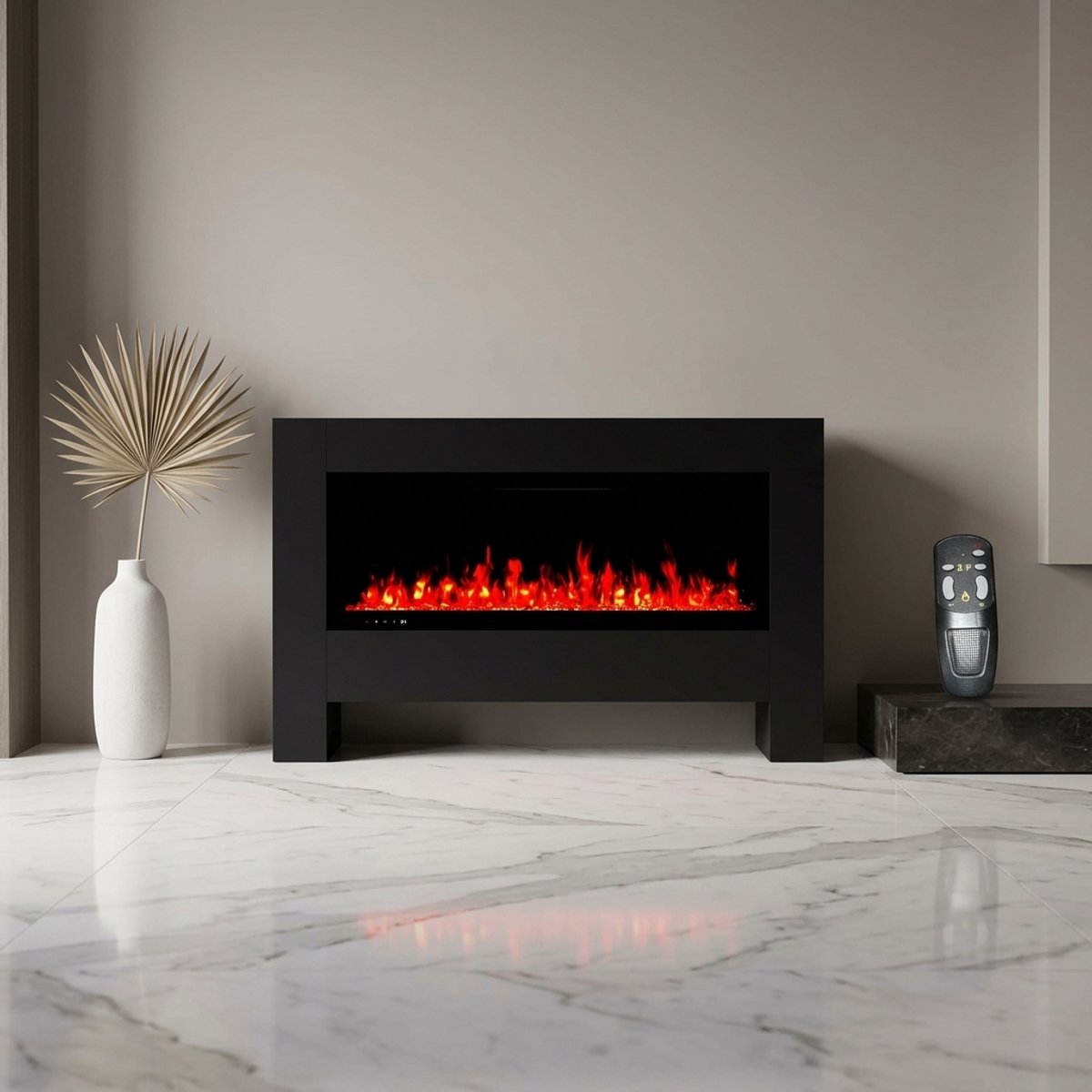 Luxe Vrijstaande Elektrische Sfeerhaard met Verwarming en Realistisch LED Vlam Effect 156 cm – 5 Kleuren, 1500W Ventilatorkachel, Afstandsbediening, Timer & Decoratieve Open Haard – Medahomestore