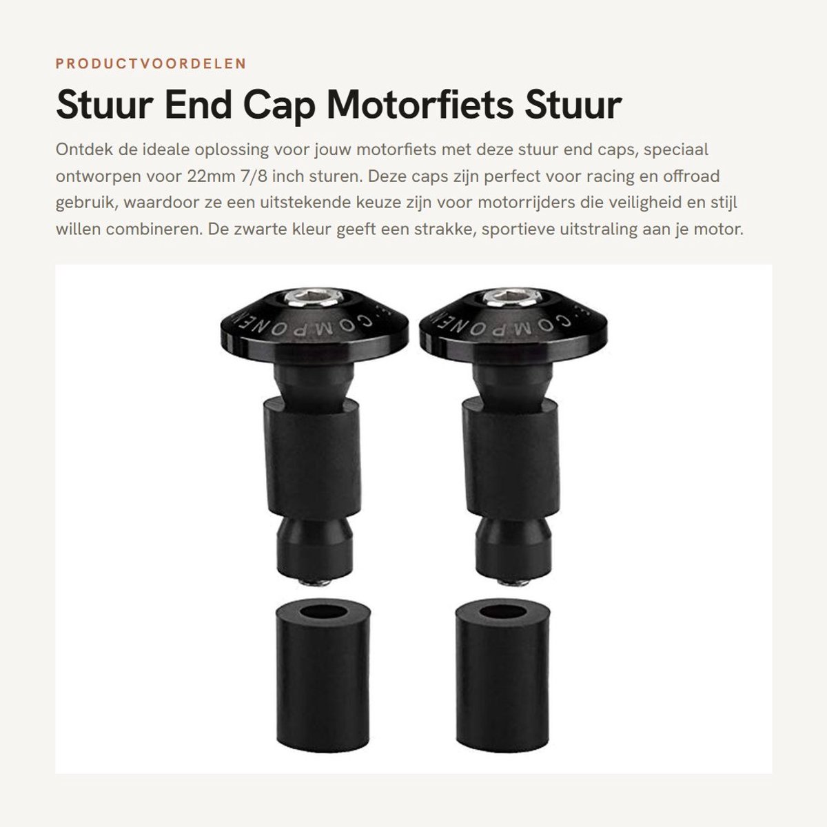 Dailygoods- Stuurplug 22mm - Motorfiets Stuur Bar End - Racing ATV Offroad - Aluminium Legering/Rubber - Zwart/Groen/Rood - Bar End Caps