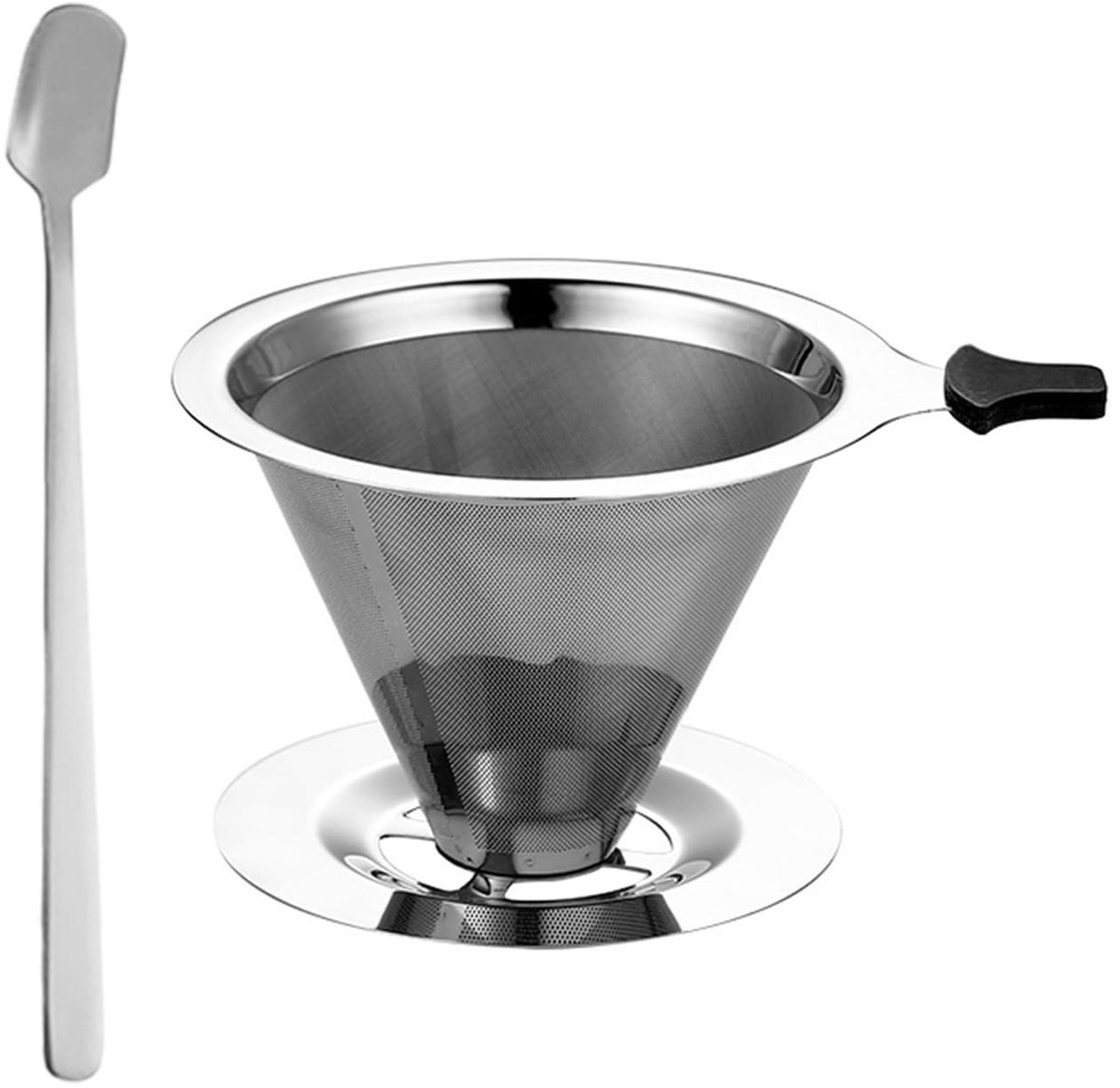 Dailygoods- Koffiefilterset 4 Stuks - 800 Mesh Koffiefilter - Roestvrij Staal - Herbruikba