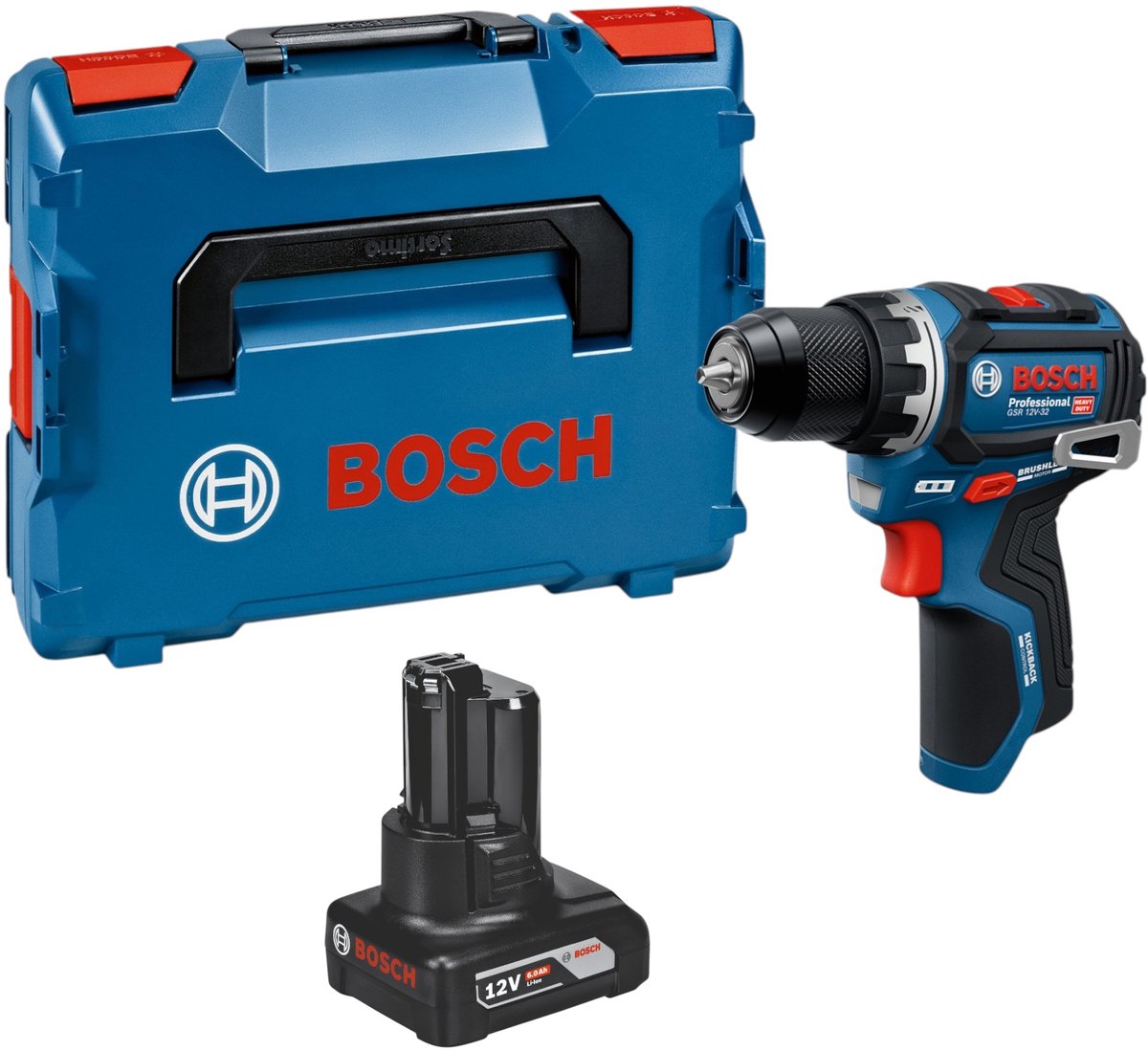 Bosch GSR 12V-32 Professional accuboormachine 12 V 32 Nm borstelloos + 1x accu 6,0 Ah + L-Boxx - zonder oplader