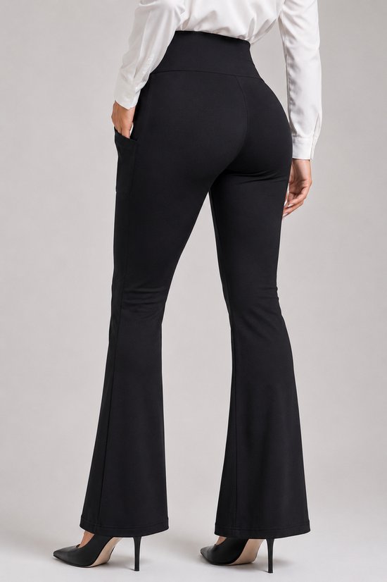 SparkNine Everyday flare broek - met uitlopende pijpen - PETITE - M - zwart - met handige zakken - rekbaar & ademend van Merkloos — afbeelding 3