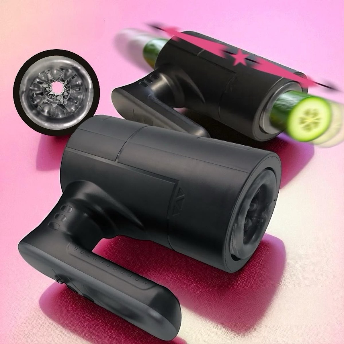 BUM BLING® The Milkshake Man - Elektrische Masturbator - Automatisch - Open Ontwerp - Blauw Grijs