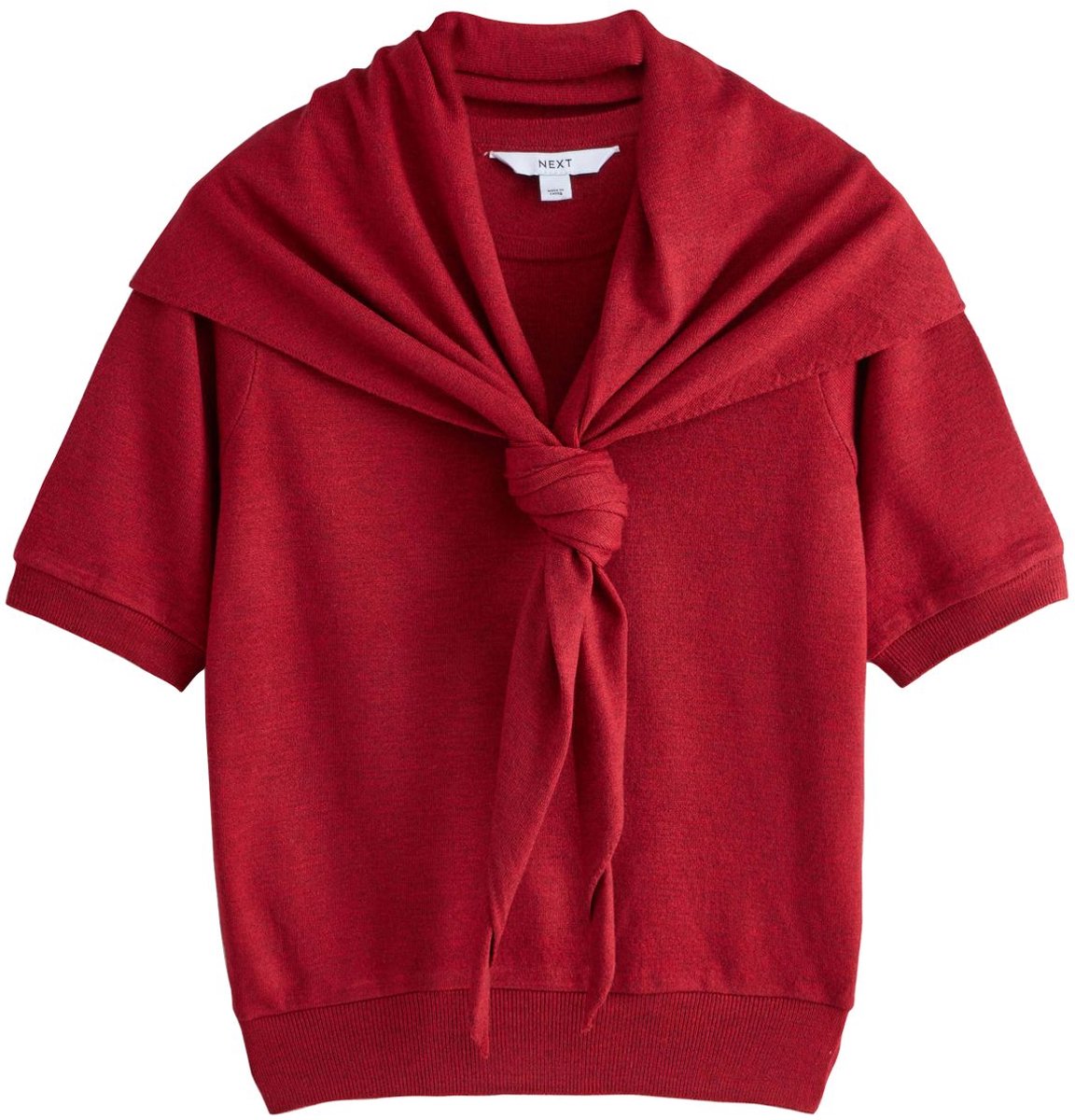 Next - Dames - Top met gebreide sjaallook - Rood
