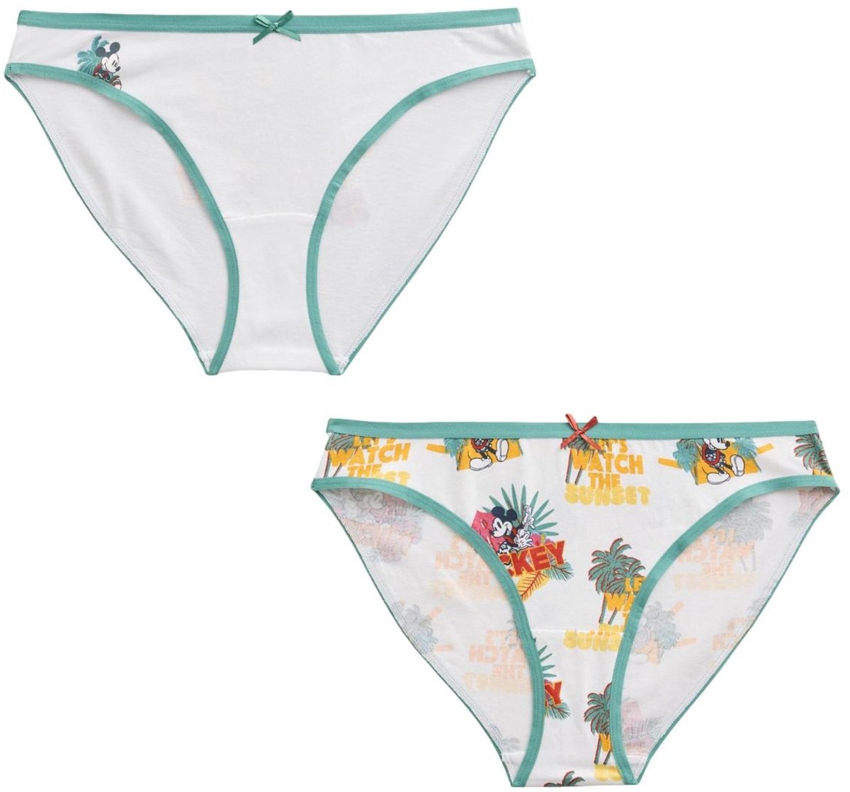 Next - Dames - Set van 2 hooguitgesneden Mickey Mouse-slips - Wit