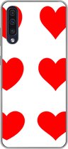 Geschikt voor Samsung Galaxy A50 hoesje - Een illustratie met negen rode hartjes - Siliconen Telefoonhoesje