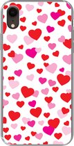Geschikt voor iPhone XR hoesje - Een illustratie met kleurrijke hartjes - Siliconen Telefoonhoesje