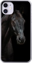 Geschikt voor iPhone 11 hoesje - Paard - Boerderijdier - Zwart - Siliconen Telefoonhoesje