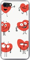 Geschikt voor iPhone 8 hoesje - Een illustratie van negen hartjes met emoties - Siliconen Telefoonhoesje